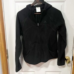 Adidas Full Zip‎ Hooded Jacket Womens Size Medium Black Climawarm Solid Classic
